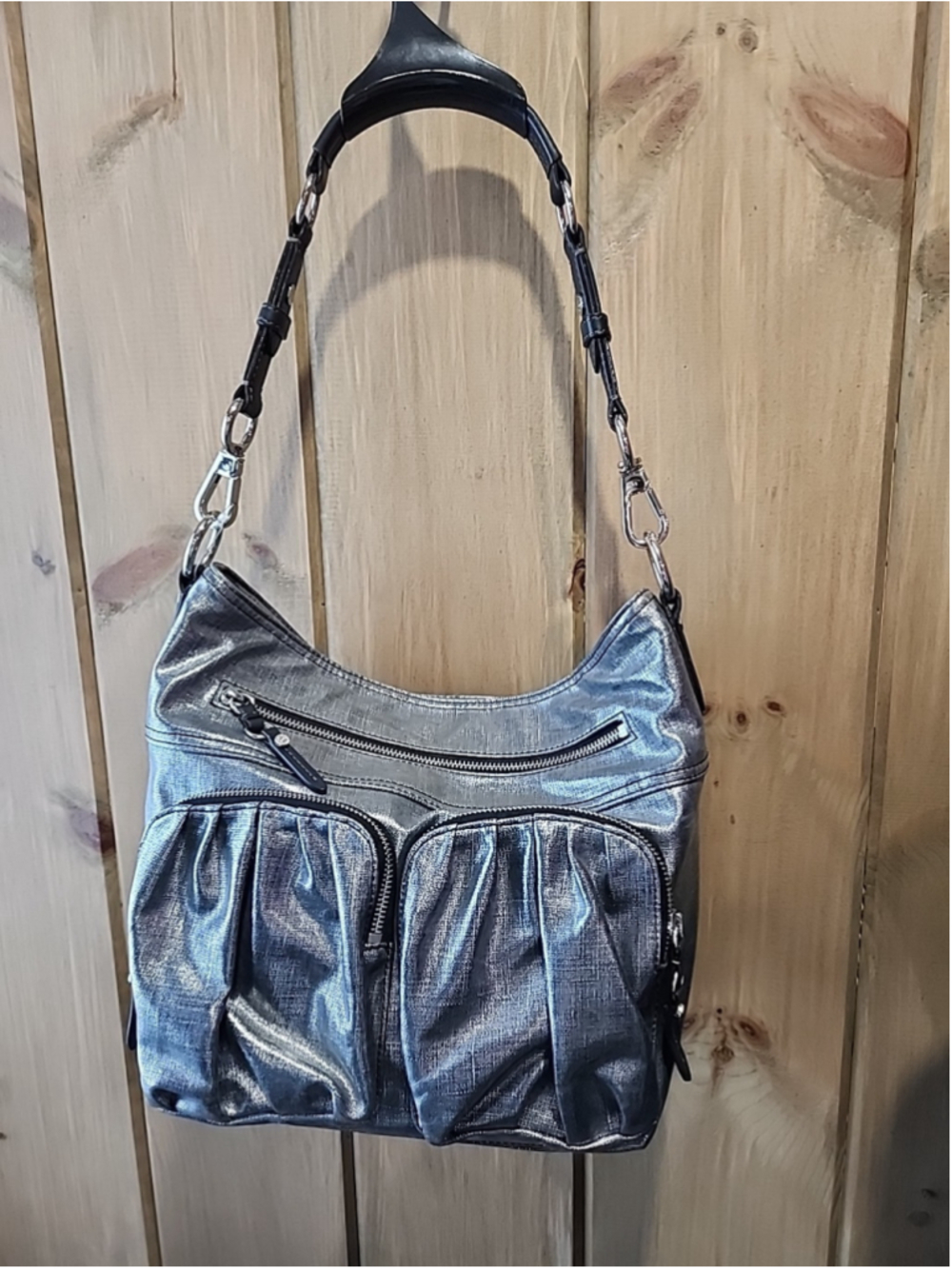 MZ Wallace Graphite Glazed Bailey Satchel,beautiful, 1 Issue, Read